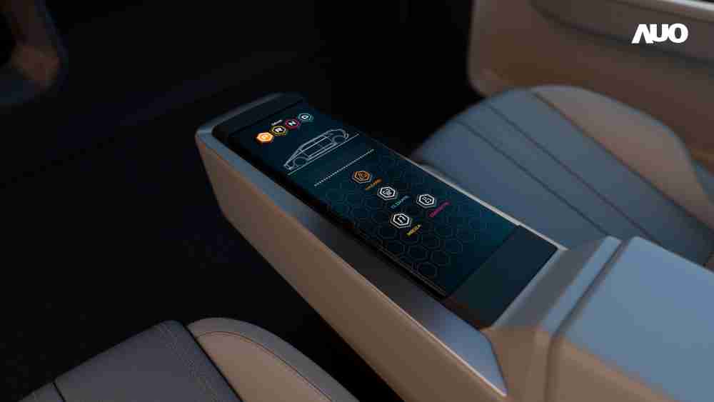 PG国际以人性化设计打造多变形态中控显示(Morphing Center Control)，，，不使用时仅平面显示信息，，，，进行操作时，，，显示器则会动态隆起，，，，转变成3D实体按钮，，，并有触觉回馈，，展示人机互动新体验